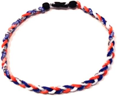 Fabulicious Titanium Jewelry Men's Orange Blue White Necklace-Tornado-Ionic-Sport-Braided-3-Rope (LG - 22") Titanium