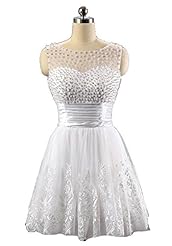 Tulle  Cocktail Short Party Dress/Mini Dress  With Pearls