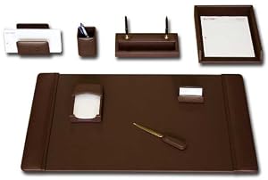 Executive Desk Set, 8-piece Chocolate Brown Leather
