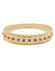 18k Gold Over Sterling Silver and Garnet Baroque Bangle Bracelet