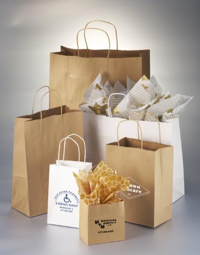 DSS Kraft Paper Shopping Bags Brown, Pharmacy, 5"x3"x9"