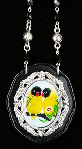 Classic Hardware Large Oval Lovebirds Necklace