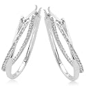10k White Gold and Diamond Hoop Earrings (1/4 cttw, I-J Color, I3 Clarity)