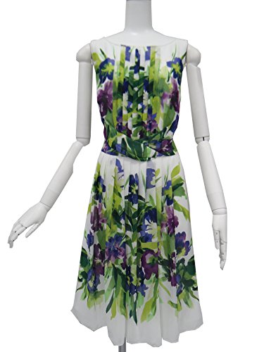 ローレン ラルフローレン ( LAUREN RALPH LAUREN ) 白 花柄 ワンピース 膝丈 膝下丈 Lサイズ