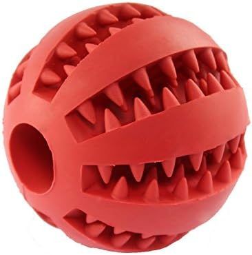 wangstar Dual Pet Dog Toy Balls, Nontoxic, Bite Resistant Bouncy Rubber Balls, Tooth Cleaning Ball Dog Chew Toy, Chew Training Dog Ball Toy, Size 2.8 Inch (Red) by chuangwei