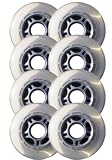 Clear / Silver Inline Skate Wheels 76mm 82a 8-Pack