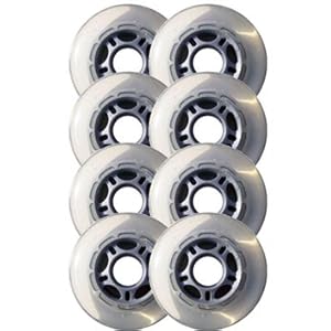 Clear / Silver Inline Skate Wheels 76mm 82a 8-Pack