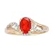10K Yellow Gold Fire Opal and Diamond Curved Split Shank Ring, Size 6