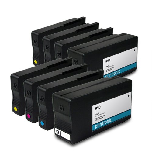 Printronic Remanufactured HP 950 CN049AN HP 951 CN050AN CN051AN CN052AN 2 Black 2 Cyan 2 Magenta 2 Yellow for OfficeJet Pro 251dw OfficeJet Pro 276dw OfficeJetPro 8100 OfficeJetPro 8600 OfficeJet Pro 8600 Plus OfficeJet Pro 8600 Premium Ink Cartridges for Inkjet Printers (8 Pack)