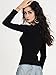Choies Women's Black Plunge Neck Lace Up Front Long Sleeve T-Shirt Blouse Top