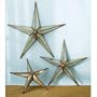 Set of 3 Star-Style Wall Decors in Antique Gold Finish