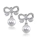 Bling Jewelry Bridal CZ Ribbon and Pearl Sterling title=