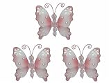 3 X 3 Pink Emily Butterflies - Hanging Nylon Butterfly Decorations Wedding Nursery Room Bedroom Girls Wall Decor