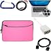 Bundle Set: Pink Apple MacBook Pro / MacBook Air 13.3 Inch Laptop Carrying Sleeve Zipper Case, Keyboard Silicone Skin Cover, Mini DisplayPort Male to VGA Female Adapter, VGA Male to Male 6 Feet Extension Cable, 3.5mm to RCA Auxilliary Stereo Cable, and a Free Carabiner Key Chain