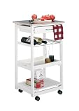 Zeller 13772 K&uuml;chenrollwagen mit Edelstahltop / 47 x 37 x 82, wei