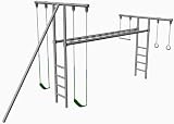 HL 50 10 Foot Tall Heavy Duty Swing Set - Adjustable Monkey Bars, 2 Swing Seats, Trapeze Bar, Rings
