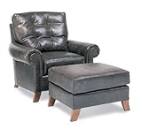 Ashley Ottoman by Distinction Leather - Chesterfield Windsor Blue Leather ( ....