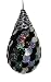 3" Black & Silver Glittered Sequined Teardrop Christmas Ornament