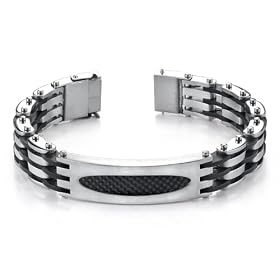 Trendy New Design Mens ID Style Stainless Steel Bracelet with Magnetic Clasp