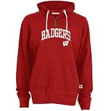 ESPN U Wisconsin Badgers Cardinal Ladies Fan Cheer Full Zip Hoody Sweatshirt