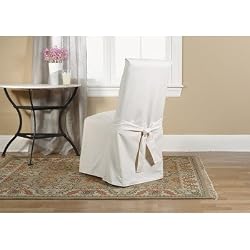 Sure Fit Cotton Duck Long Dining Room Chair Slipcover - Natural