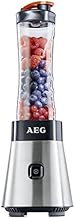 AEG PerfectMix SB2400 Mix & Go Mini Mixer mit 0,4 PS-Power-Motor (bis zu 23.000 U/min, 4 Edelstahlmesser, bruchfeste 0,6 l BPA-freie Tritan-Trinkflasche)