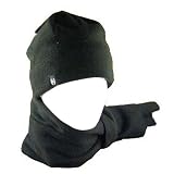 WINTER SKI SKATE POLAR FLEECE HAT BEANIE SCARF SET BLACK