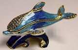 Blue Dolphin Bejeweled Trinket Jewelry Box