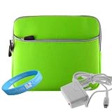 Lime Green Soft Neoprene Cover For Nook + Wall Charger + Wisdom * Courage Wristband