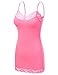 JJ Perfection Women's Adjustable Spaghetti Strap Lace Trim Cami Tunic Tank Top NEONPINK M