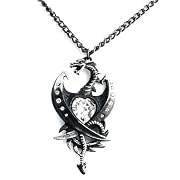 Diamond Heart Dragon Alchemy Gothic Pendant Necklace