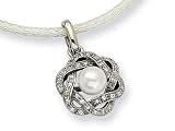 Chisel Stainless Steel Cultured Pearl and CZ Pendant - 18 inches