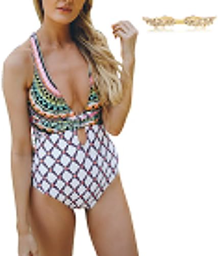 Tyyliks Women's Swimsuits with Criss Cross and Checker Beachwear Bathing Suit