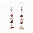 Garnet and Citrine Gemstone Earrings with a Sterling Silver Woven Cube Bead, #7478