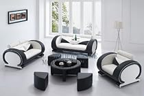 Hot Sale Modern White and Black Set: Sofa, Loveseat and Chair Set with a Matching Coffee Table!