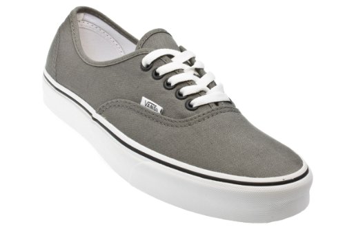 Vans Authentic Unisex Pewter Grey Black White Canvas Trainers - Size 6
