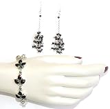 Bracelet with Earring in Sterling Silver and Garnet Gemstones 35 Grams