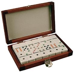 Tournament Size Double 6 Dominoes in leatherette carry case - 28 color tiles