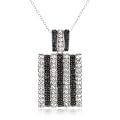 Sterling Silver Gun Metal Color Genuine Sapphire and Topaz Black and White Pendant Necklace, 18"