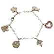 Stainless Steel Charm Bracelet Heart Butterfly Clover Sparkle Stones Polished Finish For Girls Ladies by Bucasi