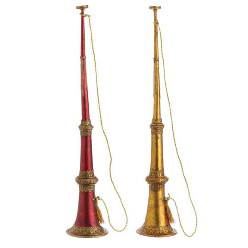 RAZ Imports Red and Gold Musical Horn Ornaments 26" RAZ Imports