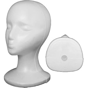 Styrofoam Model Mannequin Head for hat, wig display, foam w/ Tilt Resist Base