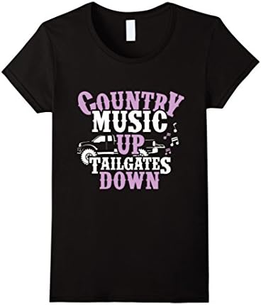 Women's Country Music Up Tailgates Down T shirt Large Black