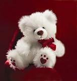 41pUGPzh9cL. SL160  White Teddy Bear w/ Red Heart Paw Prints 10in  Plush