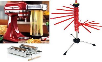 Kitchenaid Kpca 2pc Pasta Angel Hair Cuter Stand Mixer Attachment+ Pasta Rack