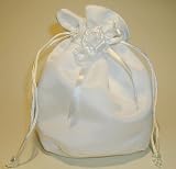 Brautbeutel Brauttäschchen Hochzeitstag Kommunion Satin weiß rund