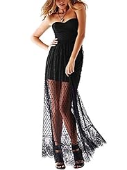 Sexy Strapless Sleeveless Polyester/Spandex Summer Ankle Length Sweetheart Lace Club Dress/Party Dress/Maxi Dress 