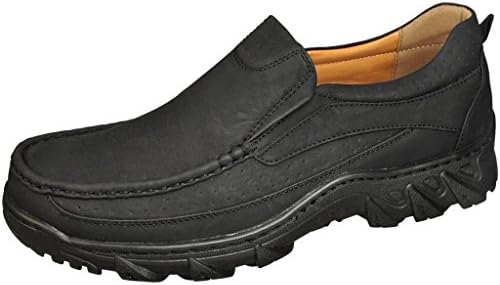 Sedagatti Men's Black Slip On Moc Toe Walking Shoes