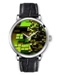 SPRAWL Aanalog Fashion Series Silver Ladies Watches of Genuine Black Leather Strap,Unique Wrist Watch for Women Girls Designed with Cubes in different dimensions