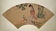 Vintage Silk Painting of Traditional Chinese Dynasty Courtesan